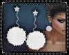 Fur Puff Earrings White