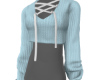 Blue Lace Up Sweater