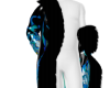 Blue chrome fur coat