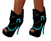 Teal Black Leather Boots