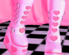 Heart Pink White Boots