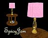 End Table w/ Lamp, Pink