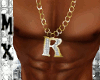 Men's R Gold Necklace
