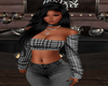 [JR] Plaid Top Black