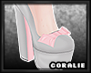 . Grey Pink Bow Heels