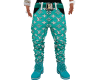 LV Teal Drip Jeans