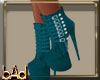 Teal Belted Chain Boots