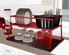 J|Red Tiered Dish Rack