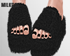 Black Fur Sandals