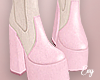 Rosette Boots Pnk&Cream2