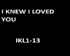 I KNEW I LOVED YOU