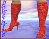 red patterned boots