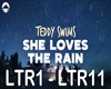 T swims  loves the rain