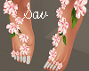 Wht/Pink Flower Feet