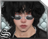 black glasses