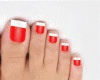 Red toe nails and rings
