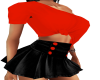 black skirt red top