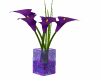 purple flowers teal vase
