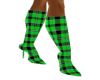 neon green plaid boots