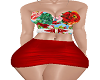 Floral Crop red w skirt