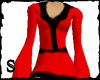 Red dress/black fur
