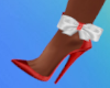 Red/White Bow Pumps
