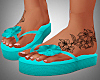 Aqua Flip Flops w/Tattoo