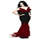 Black red gown feathers