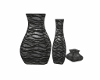 Etched Black Vase Set