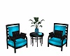Teal Black Chairs & Tabl