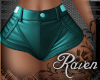 *R* Leather Shorts Teal