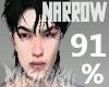 !91% narrow head