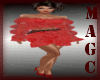Red ruffle val skirt set