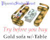 Gold sofa w/-Table