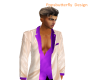 biege jacket purple shir