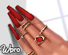 Red Nails+rings