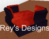 PLUSH RED & BLK COUCH