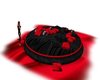 Black & red round bed