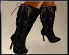 BK/Leather Leopard Boots