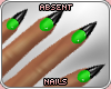 Green Blk Stiletto Nails