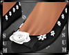 Black/W Flower Flats