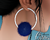 C` Blue FurBall Earrings