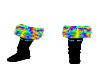 blk/ rainbow boots