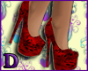 D Red Floral Shoes