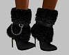 fur boots black