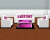 Pink and white sofa