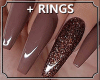 ! Brown Nails Gold Rings