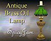 Antq Brss Oil Lamp Grn