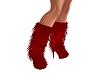 Red Fur Spike Heel Boots