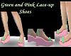 Green/pink lace-up shoes